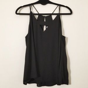 NWOT Lush Black Strappy Blouse